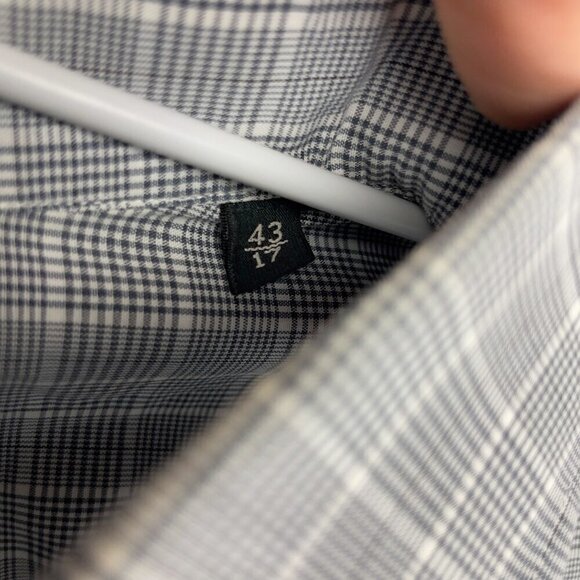 Z ZEGNA Silver Line Drop 8 Fit Checked 100% Cotton Slim Fit Sz 43/17 XLβ - Picture 5 of 5